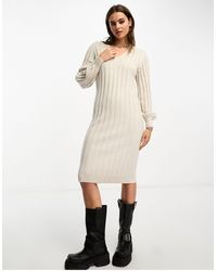 Object - V Neck Knitted Ribbed Jumper Dress - Lyst