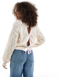 Miss Selfridge - Satin Bow Back Knitted Jumper - Lyst