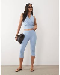 ASOS - Legging d'ensemble court en jersey à taille mi-haute - clair - Lyst