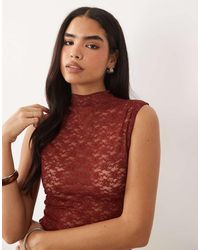 ASOS - Lace Sheer Longline Tank Top - Lyst