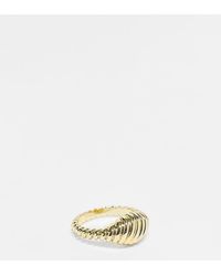Pieces - 18K Vergulde Chunky Ring Met Textuur - Lyst