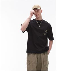 TOPMAN - Camiseta negra ultragrande con estampado - Lyst
