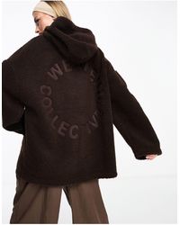 ASOS - Asos design – weekend collective – oversize-kapuzenpullover aus teddyfell - Lyst