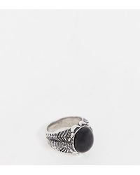 Reclaimed (vintage) Inspired - Grosse bague sertie d'une pierre - Argent poli - Exclusivité ASOS - Métallisé