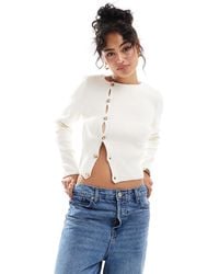 ASOS - Knitted Crew Neck Cardigan With Deep Rib Hem - Lyst
