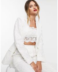 ASOS – Hochzeitsblazer aus Spitze - Weiß