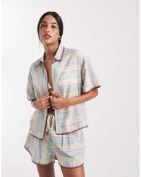 ASOS - Sasha Beach Resort Shirt Co Ord With Stitch Detail - Lyst