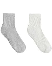 Oysho - 2 Pairs Of Padded Cotton Quarter Yoga And Pilates Socks - Lyst