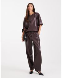 ASOS - Faux Leather Barrel Leg Pull On Pants - Lyst