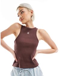 4th & Reckless - Cotton Ribbed Racerneck Embroidered Logo Vest Top - Lyst