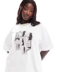 4th & Reckless - Camiseta Blanca Extragrande Con Estampado De Fotografías De Polaroid De Pase De Modelos De - Lyst
