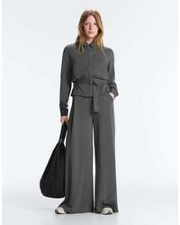 Oysho - Wide-leg Trousers With Soft-touch Modal Side Pleat - Lyst