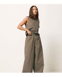 PixieGirl - Petite Gingham Wide Leg Trousers - Lyst