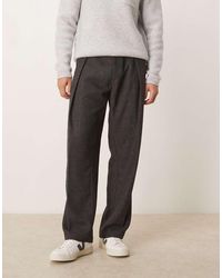 ASOS - Pantalones De Vestir Negros Moteados De Pernera Ancha Con Pinzas Pronunciadas Y Patrón De Espiga De Tejido Efecto Lana De - Lyst