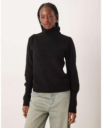 Vila - High Neck Knitted Jumper With Sleeve Detail - Lyst