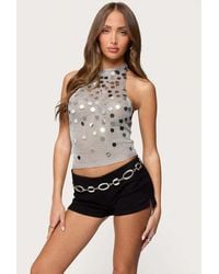 Edikted - Shiny Sequin Backless Halter Top - Lyst