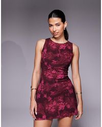 Princess Polly - – vivre – netzstoff-minikleid mit burgunderem paisley-rosenprint - Lyst