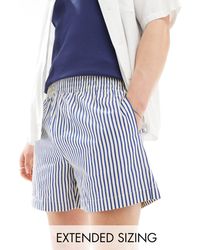 ASOS - Pantalones cortos blancos y azules a rayas - Lyst