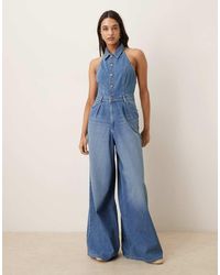 Lee Jeans - Wide Leg Halterneck Jumpsuit - Lyst
