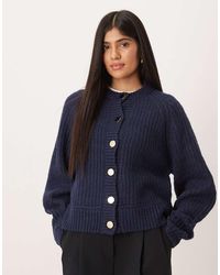 ASOS - Knitted Fisherman Rib Cardigan With Raglan Detail - Lyst