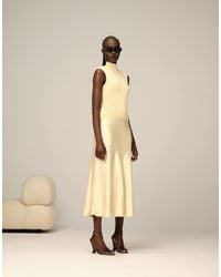 ARRANGE - Gebreide Midi Jurk Met Verlaagde Taille En Satijnen Rok - Lyst