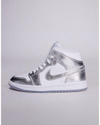 Nike - Zapatillas De Deporte Blancas Y Plateado Metalizado Air 1 Mid De Nike - Lyst
