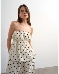 TOPSHOP - Bubble Hem Linen Bandeau Top - Lyst