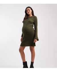 Mama.licious - Mamalicious Maternity Soft Knitted Rib Bell Sleeve Mini Dress - Lyst