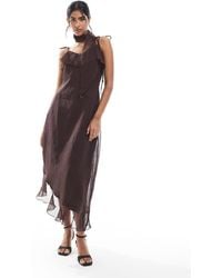 Vero Moda - Chiffon Asymmetric Hem Ruffle Dress With Scarf Detail - Lyst