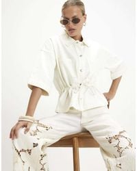 River Island - Tie Front Denim Top - Lyst