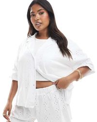 ASOS - Pantalones Cortos Blancos Con Diseño Bordado De Asos Design Curve (Parte De Un Conjunto) - Lyst