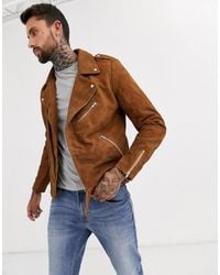 ASOS Suede Biker Jacket - Brown