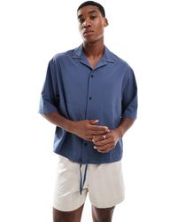 ASOS - Oversized Boxy Shirt With Half Sleeves - Lyst