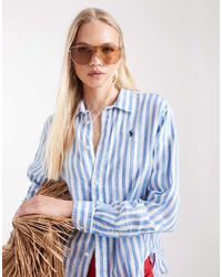 Polo Ralph Lauren - Icon Logo Stripe Boxy Linen Shirt - Lyst
