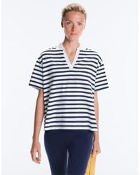 Oysho - Boxy Short-sleeved Polo Neck Cotton Blend T-shirt - Lyst