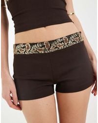 Motel - Pantalones Muy Cortos Marrones Con Bordado De Lentejuelas Belvani De (Parte De Un Conjunto)-Verde - Lyst