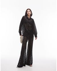 TOPSHOP - Lace Oversized Shirt - Lyst