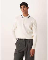 ASOS - Regular-Fit Polo Met Lange Mouwen En Textuur - Lyst