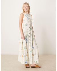 ASOS - – maxikleid mit westen-oberteil mit spicy-print, knopfleiste und u-boot-ausschnitt - Lyst