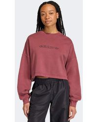 adidas Originals - Essentials Linear Cropped Sweatshirt - Lyst