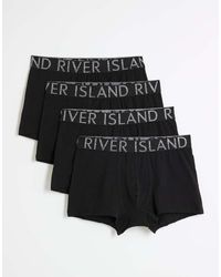 River Island - Pack Of 4 Cotton Stretch Ri Trunks - Lyst