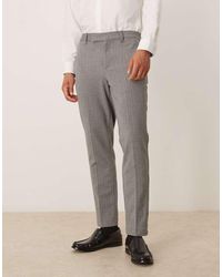 ASOS - Pantaloni Eleganti Affusolati Effetto Lana Grigi Con Motivo A Spina Di Pesce - Lyst