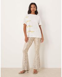 Never Fully Dressed - Petite Sequin Flared Trouser Co-ord - Lyst