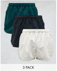 ASOS - Confezione risparmio da 3 paia di pantaloncini da bagno taglio corto neri/verdi/grigi - Lyst
