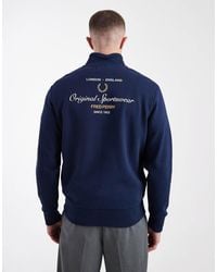 Fred Perry - Sport original - sweat-shirt à demi-fermeture éclair avec logo brodé et imprimé au dos - Lyst