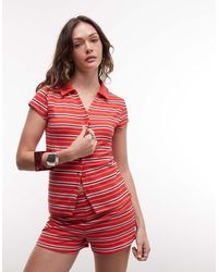 ASOS - Co-ord Textured Knit Shrunken Fit Rugby Collar Top - Lyst