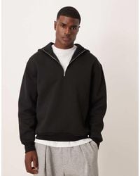 ASOS - Oversized Hoodie Van Zware Scuba-Achtige Stof Met Korte Rits En Opstaande Boord - Lyst