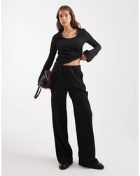 Vero Moda - Pantalones Negros Sin Cierres De Punto Texturizado De (Parte De Un Conjunto) - Lyst