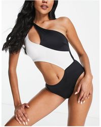 DORINA Komave Assymetric One Shoulder Swimsuit - Black