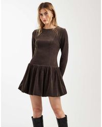 ASOS - Cord Dropped Waist Bubble Hem Mini - Lyst